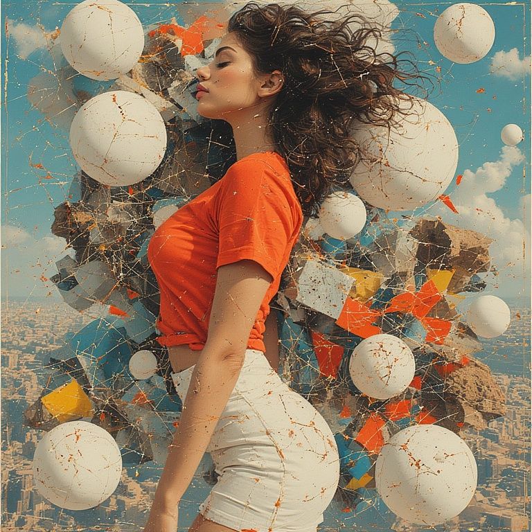 Side portrait with spheres