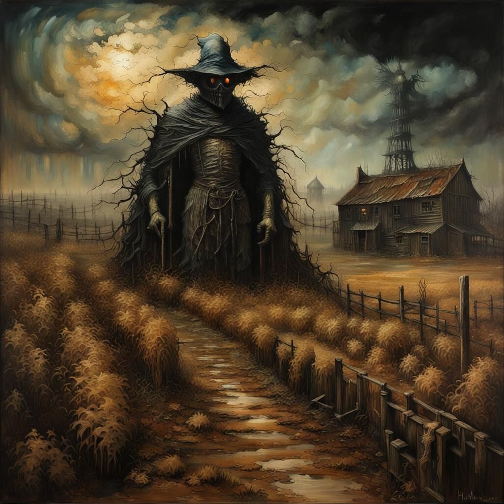 farm with a scarecrow by 