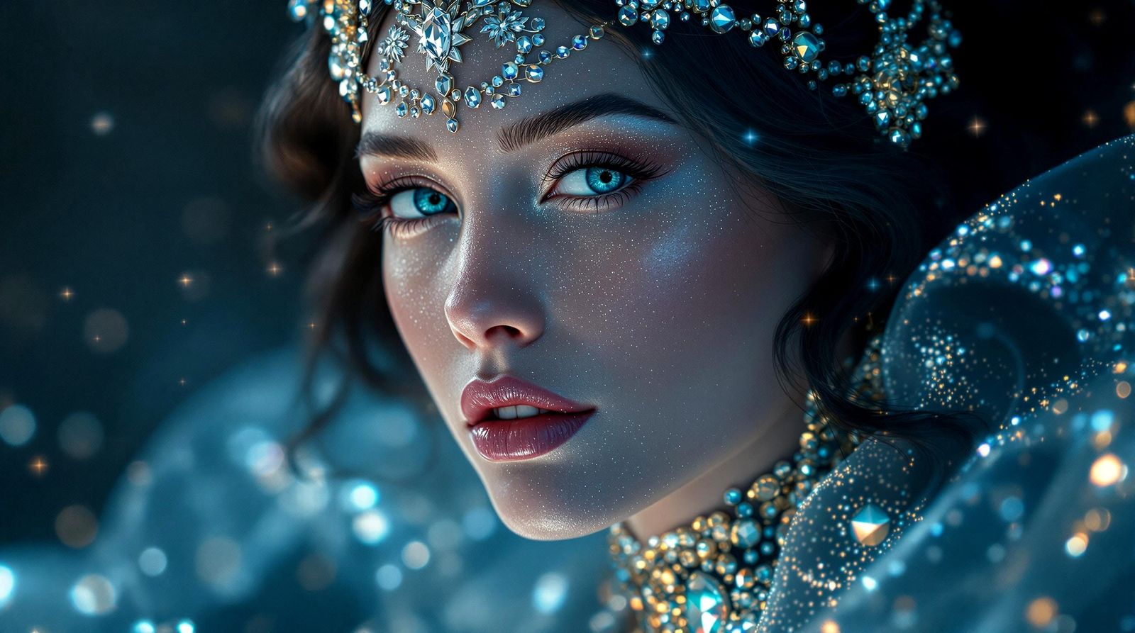 A regal woman with an ethereal, bejeweled aura