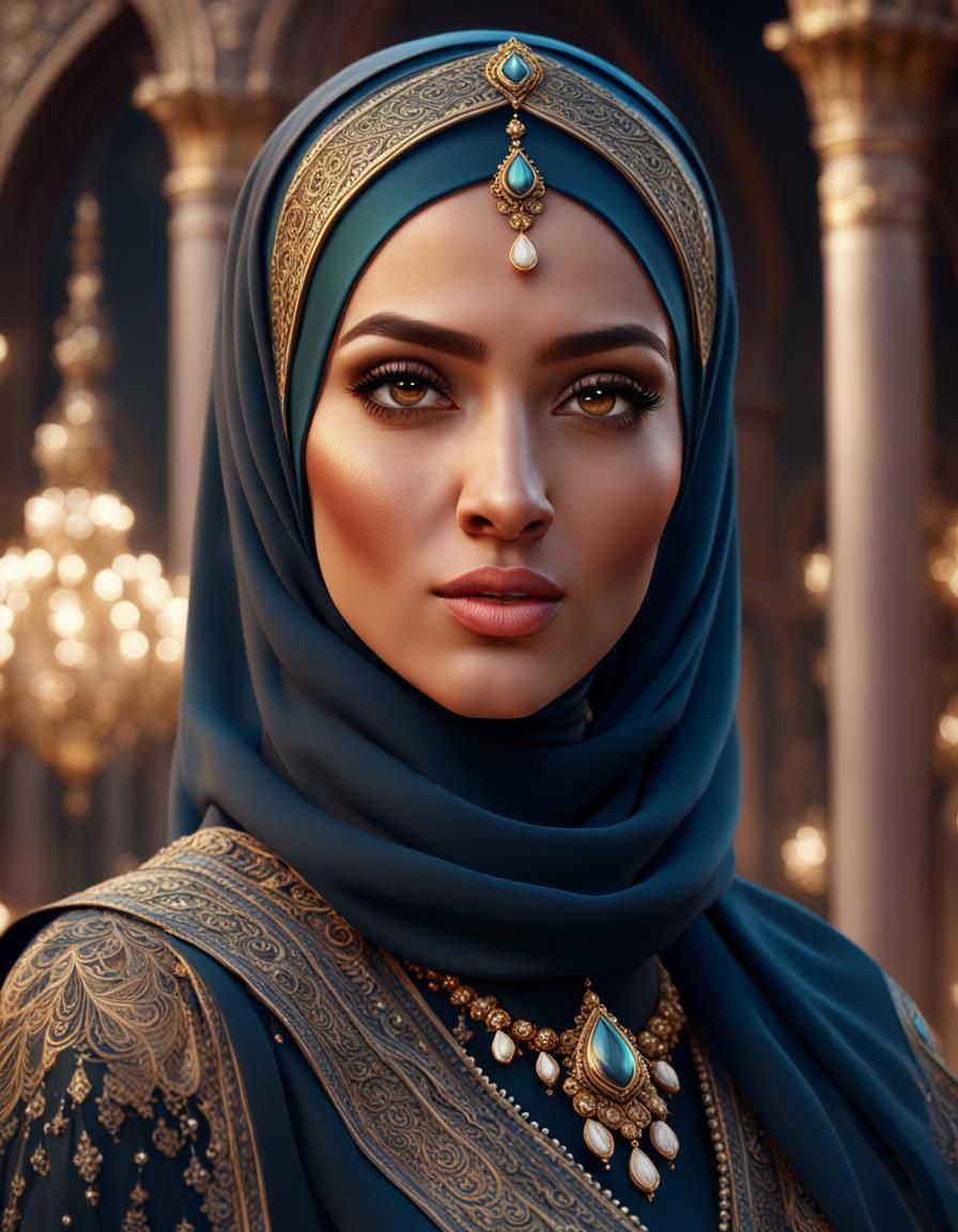 A princess girl in elegant hijab - AI Generated Artwork - NightCafe Creator