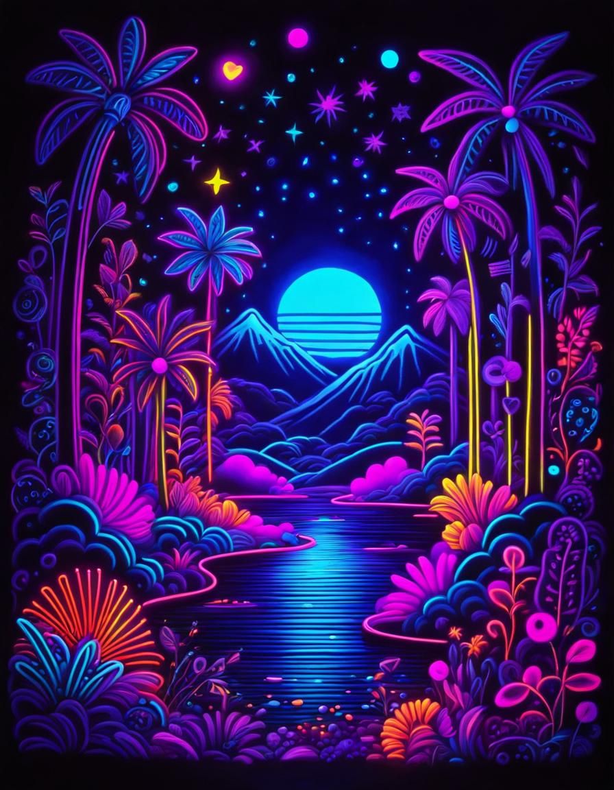 🌴🌕🌌Under the UV Black Light  by @RoseRed