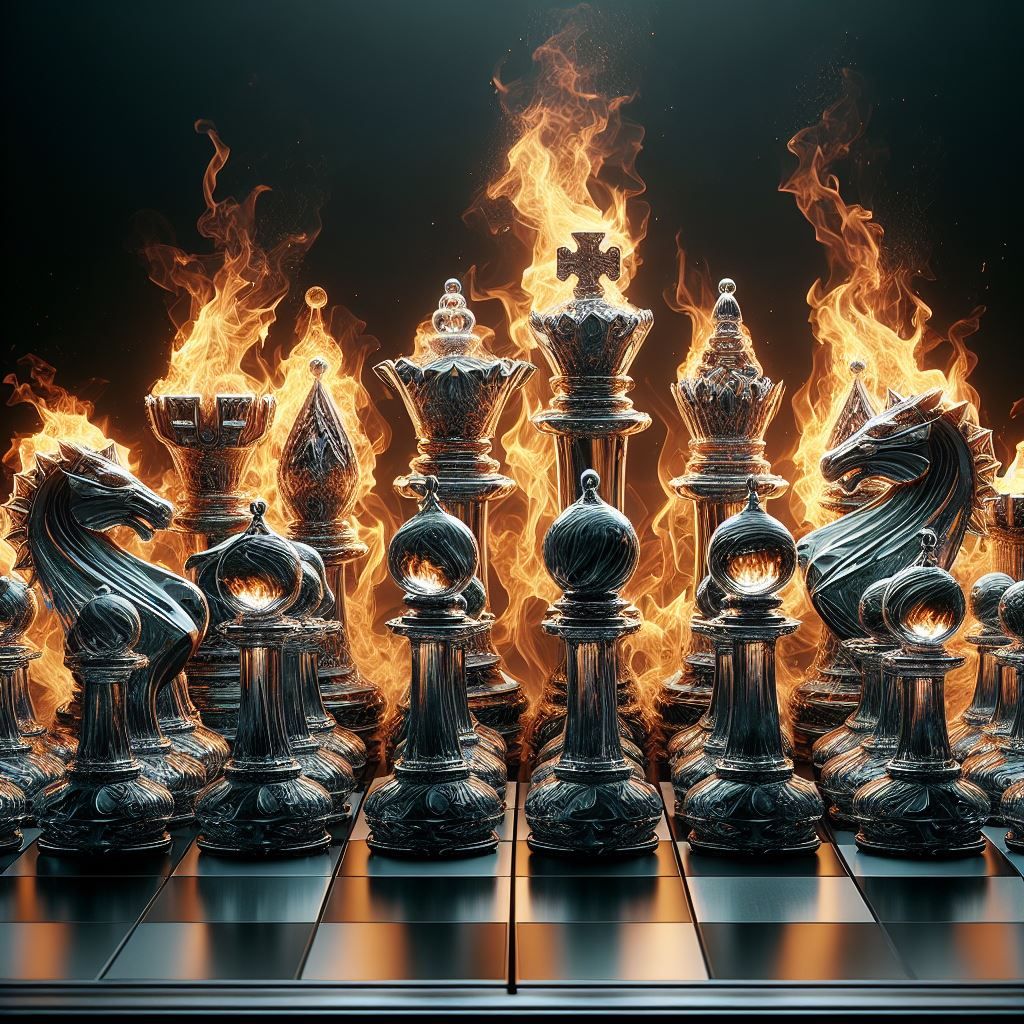 “Infernal Strategy: The Fiery Chessboard”