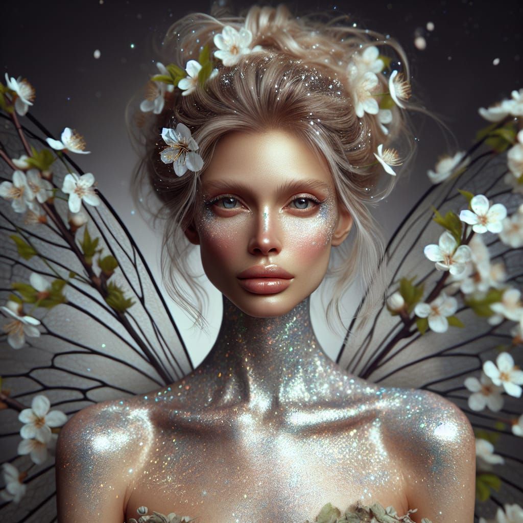 White cherry blossom fairy