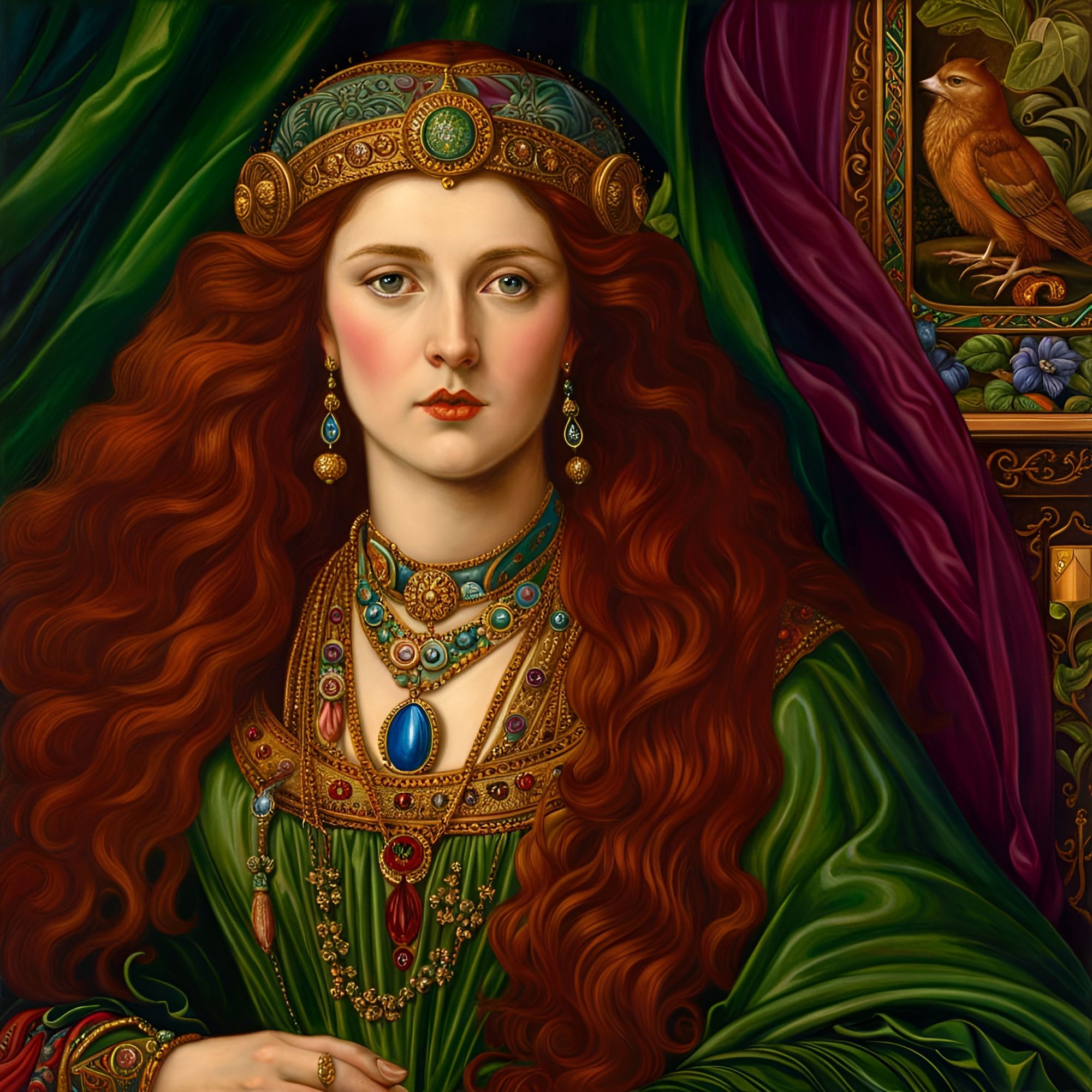 Portrait Of Enchantress Morgan Le Fay (Homage To Pre-Raphaelite Artist ...