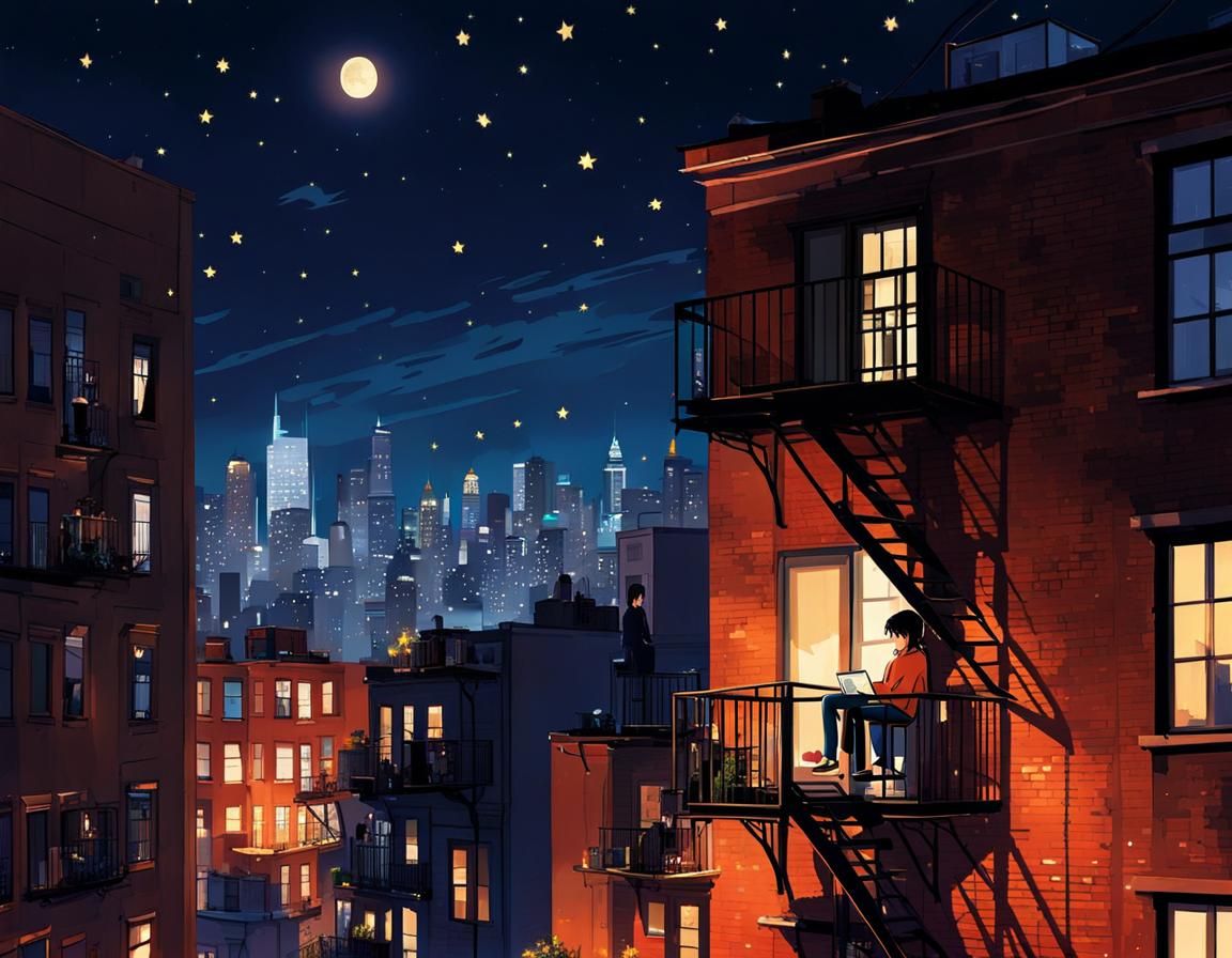 Outside on the fire escape  by @forge4ward