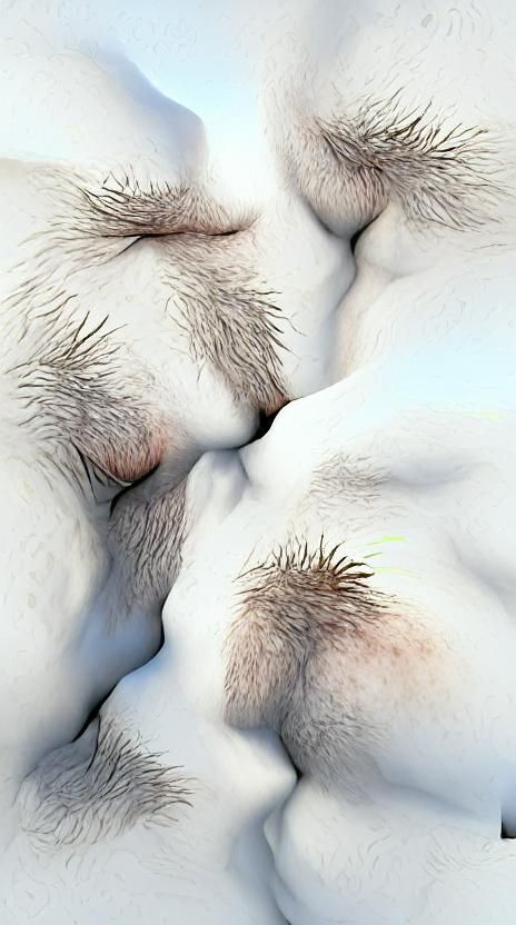 Hairy men kissing