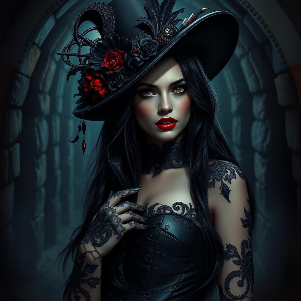 Gothic vampire with stylised hat