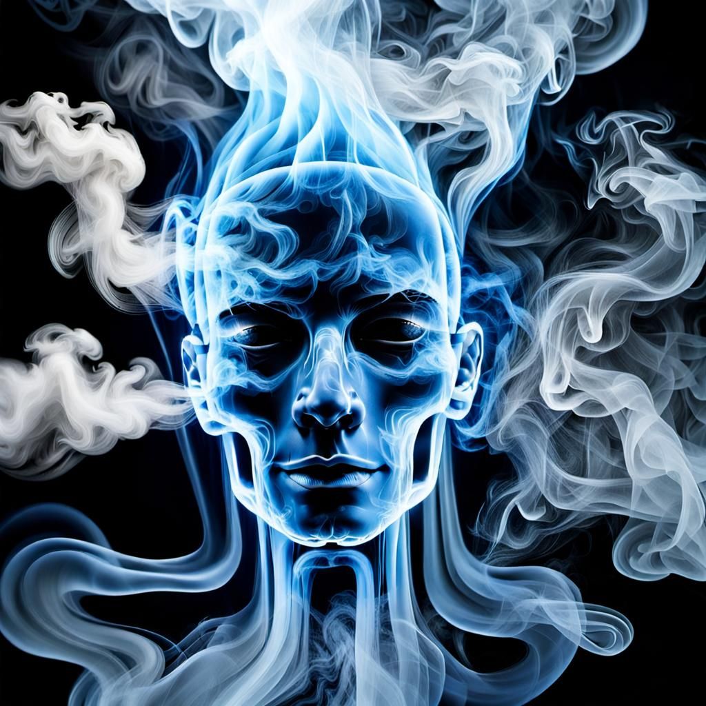 Face made of smoke