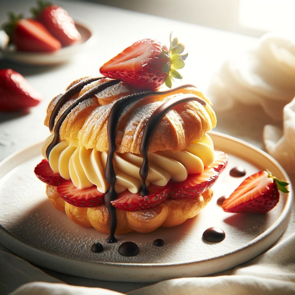 CUSTARD, CHOCOLATE, STRAWBERRY! Cream Puff for you all.