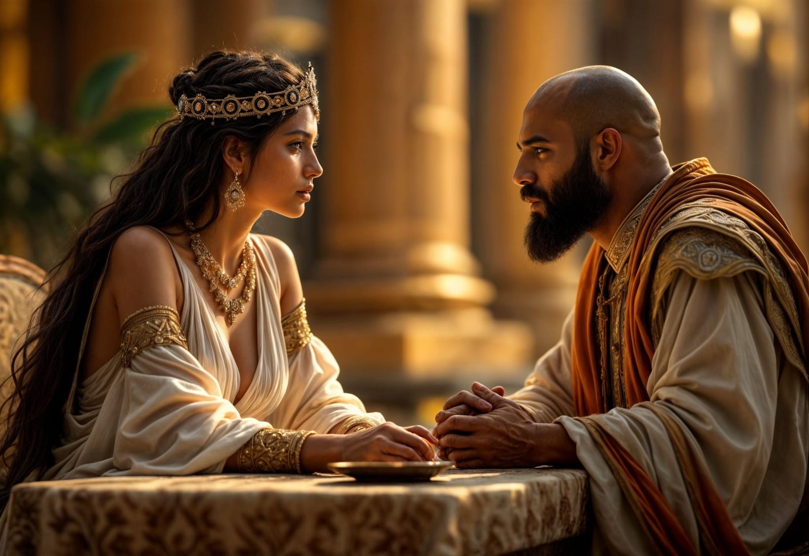 Esther and Haman at the banquet