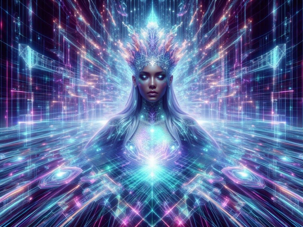 <lora:FiosQuantumFractal:1.0> Chess Queen in a Quantum realm