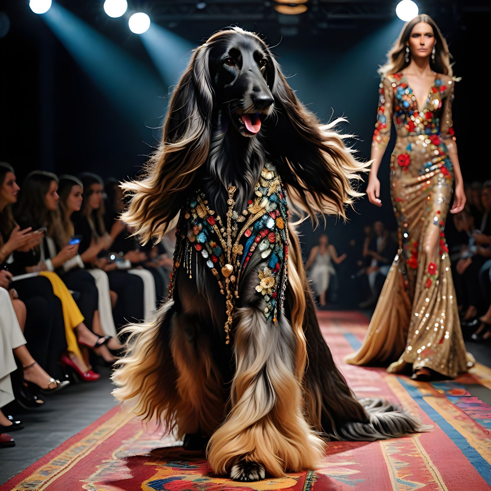 Afghan hound  walking down the runway     by @WS