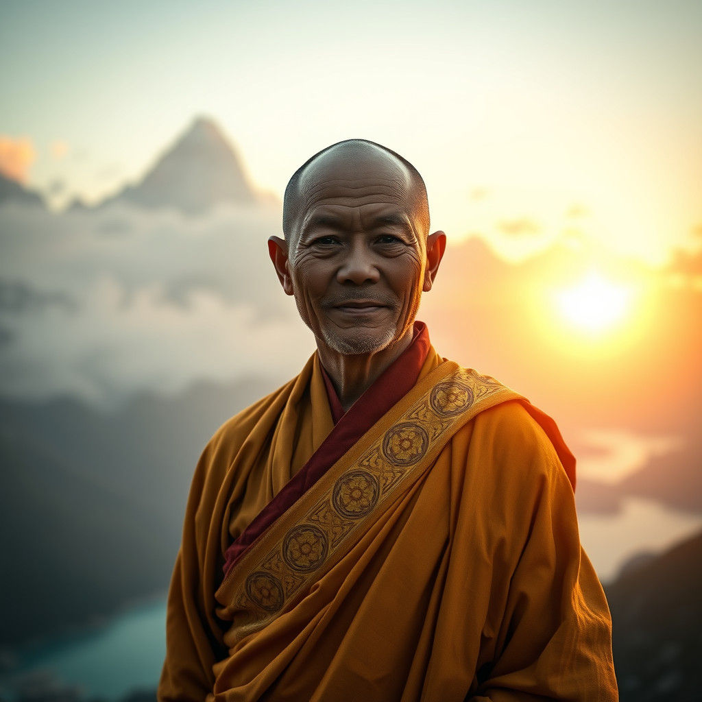 Monk in Himalayan Landscape: 8k Digital Art
