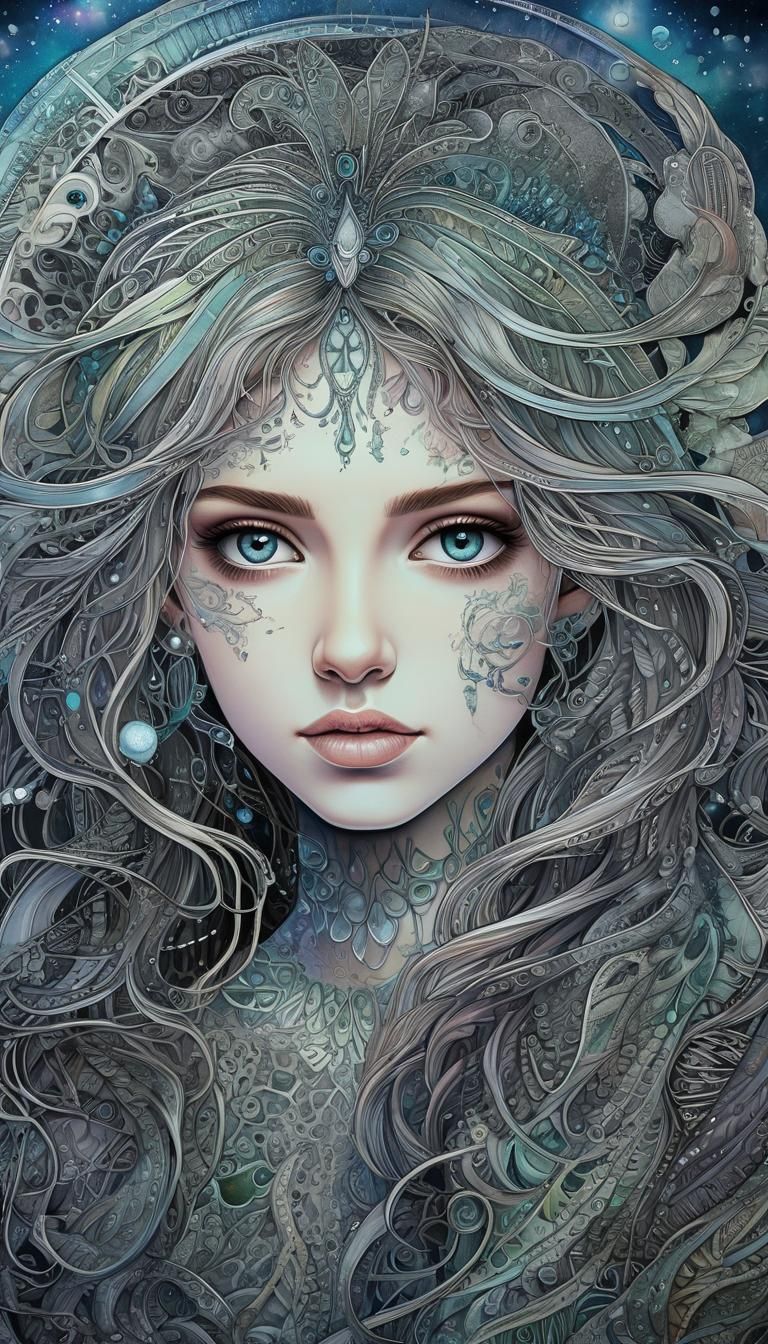 Bioluminescent Iridescent ultradetailed Zentangle Ethereal S...