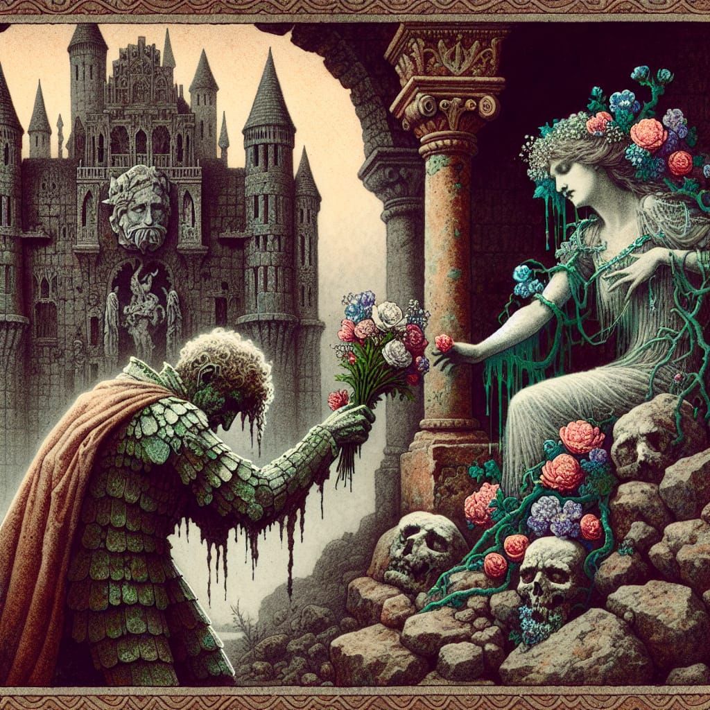 Giving flowers to a gorgon  by @Isaac Menuza