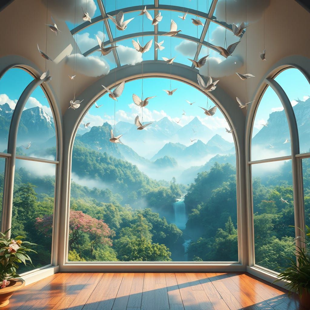 Soft Origami Blooms in a Dreamlike Cloudscape