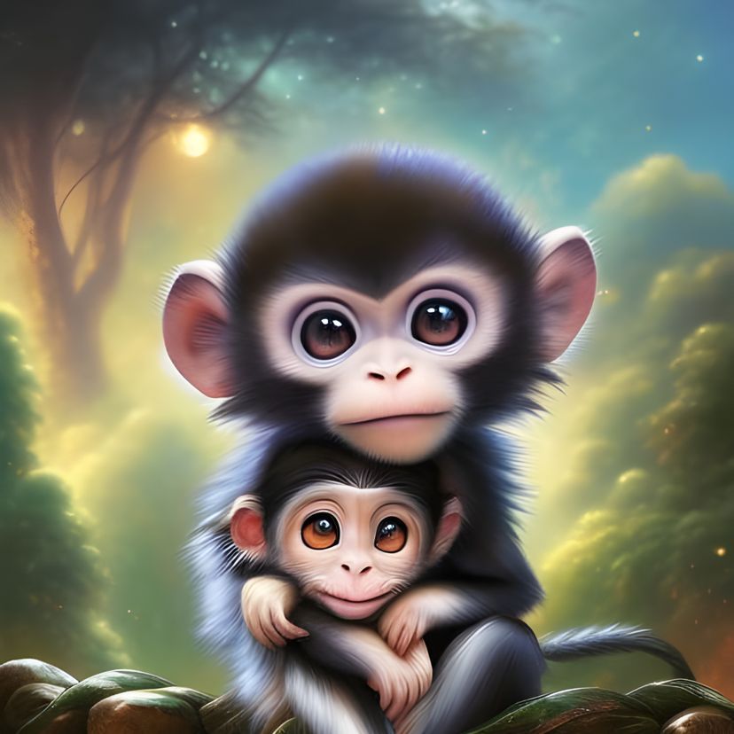 Cute Baby Monkeys - AI Generated Artwork - NightCafe Creator