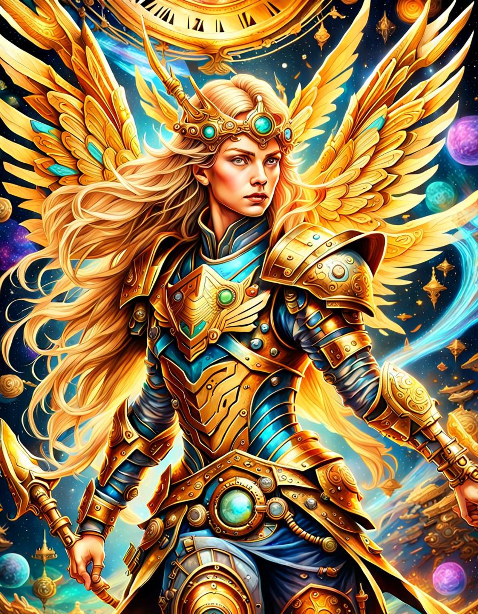 (hyper Detailed Art Of A Handsome Female Warrior With Blonde Lush Hair 