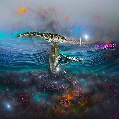 Hungry Plesiosaurus Catching a Fish