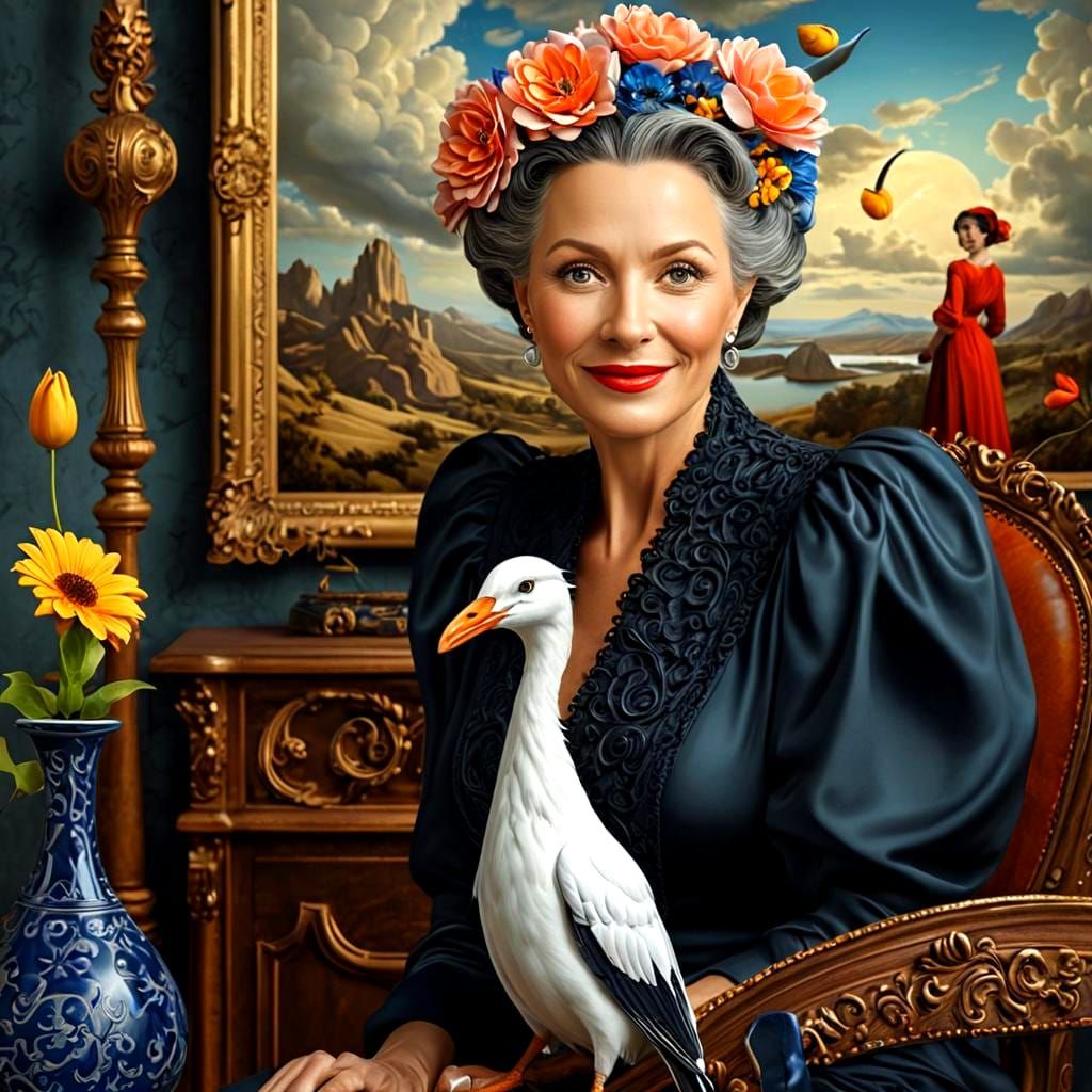 Charming Lady in a Surreal Landscape