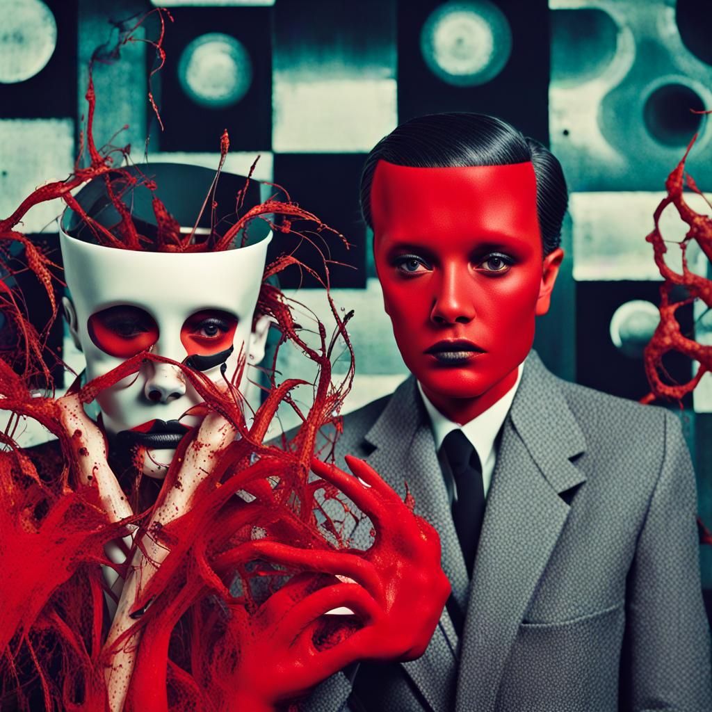 Surreal Androgynous Android in Glitch Art Style