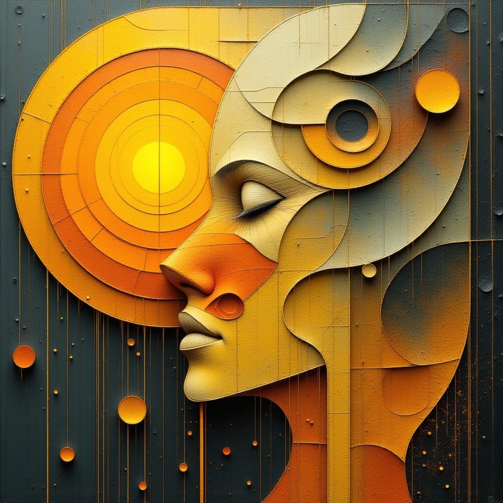 <lora:WhiteLines:1.0> Conceptual abstract portrait of the subconscious:layered organic shapes suggesting memory loops&emotional waves.Soft s...