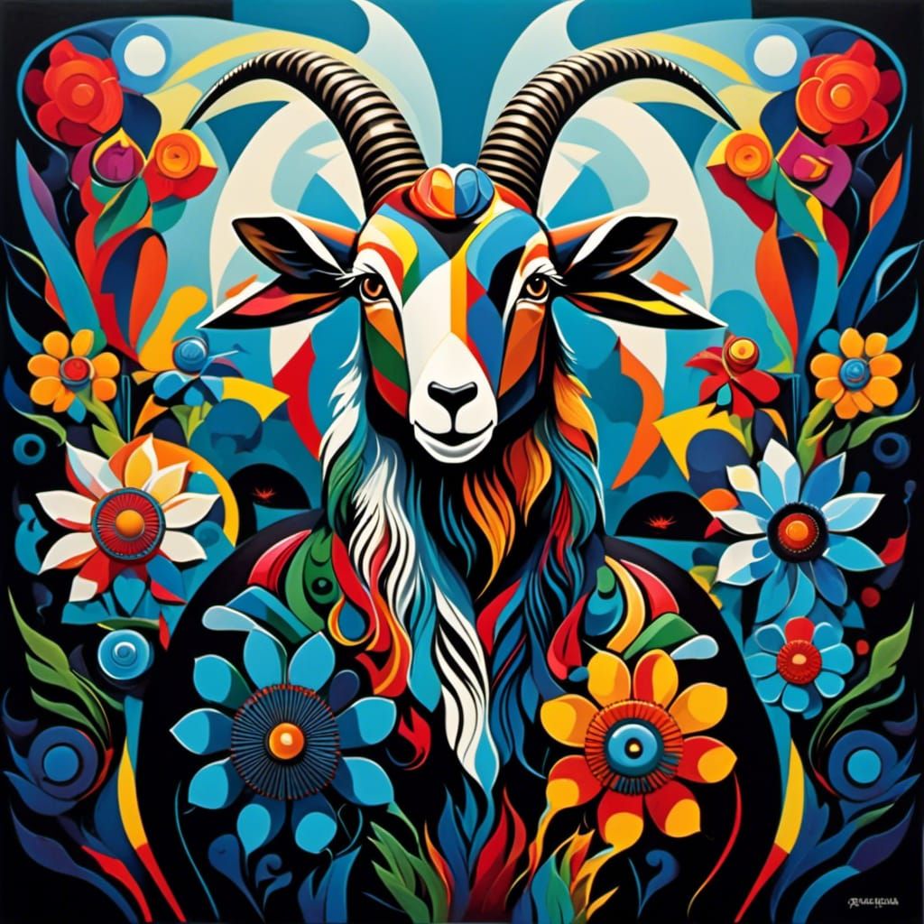 Cubist Goats in a Surreal Dystopian Landscape