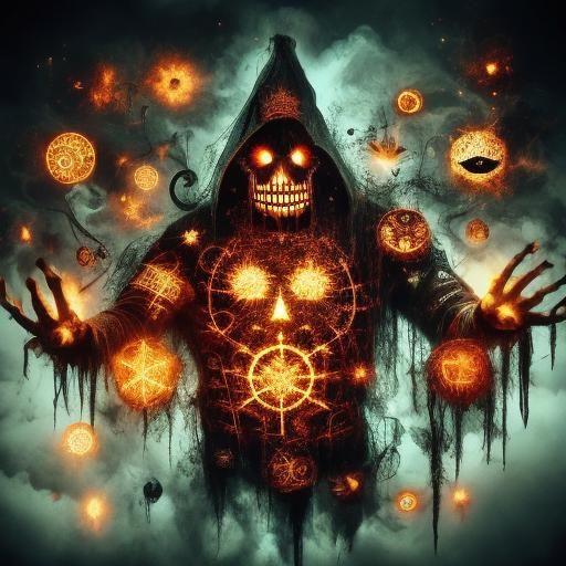 Glowing runes, creepy, horror, chest<lora:Halloween:1.0> 