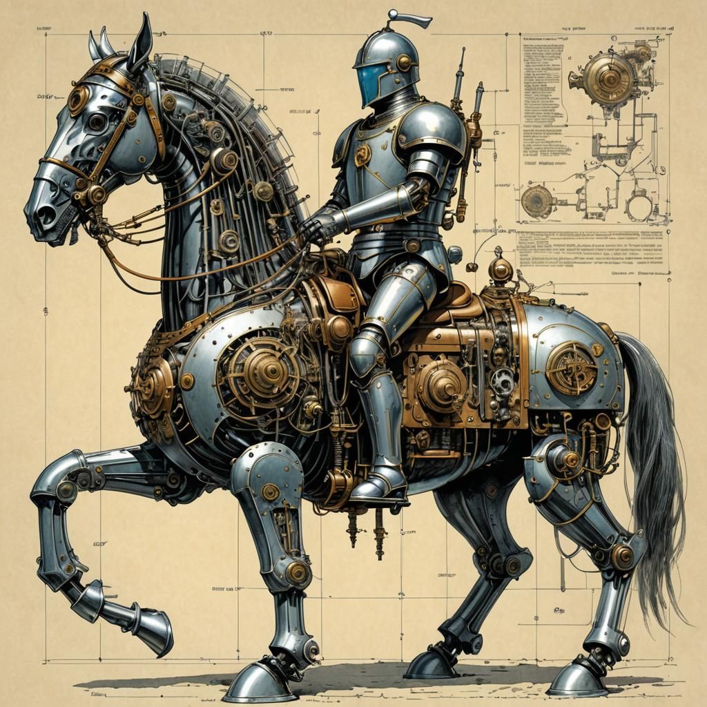 Automaton Knight-Mare  by @vintage_fantasy_scifi