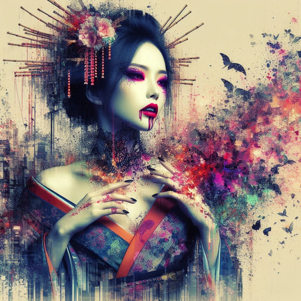 double exposure beautiful fantasy DALL-E 3 portrait landscap...