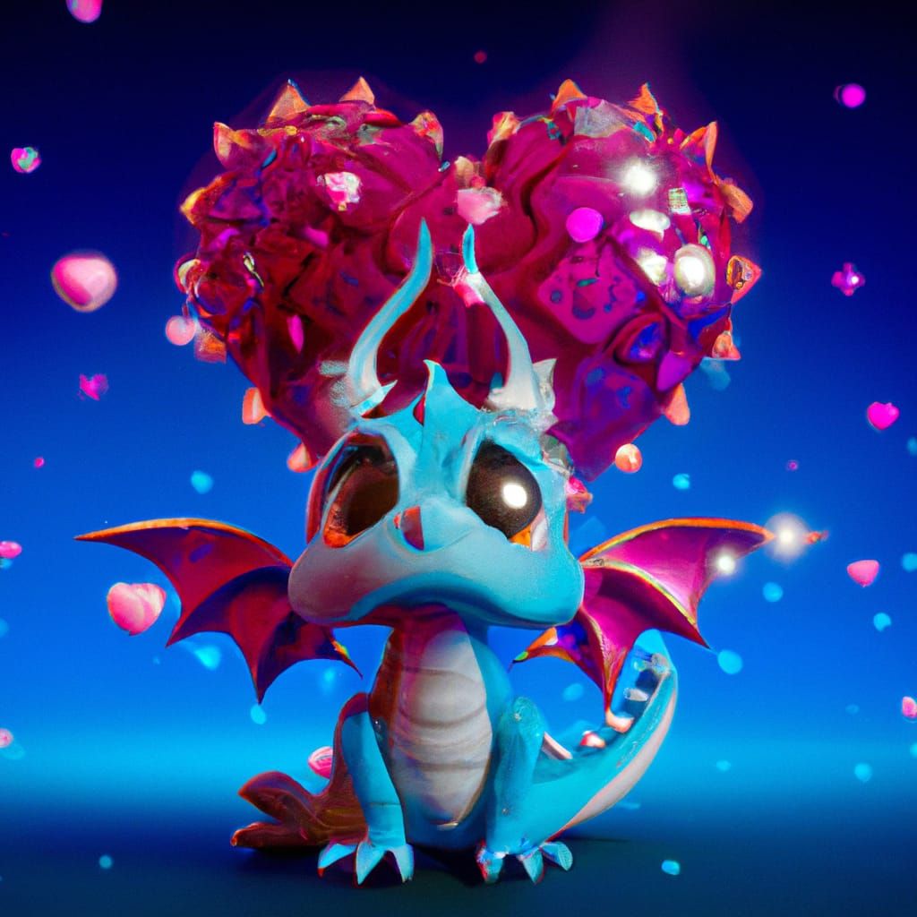cute Diamond heart dragon