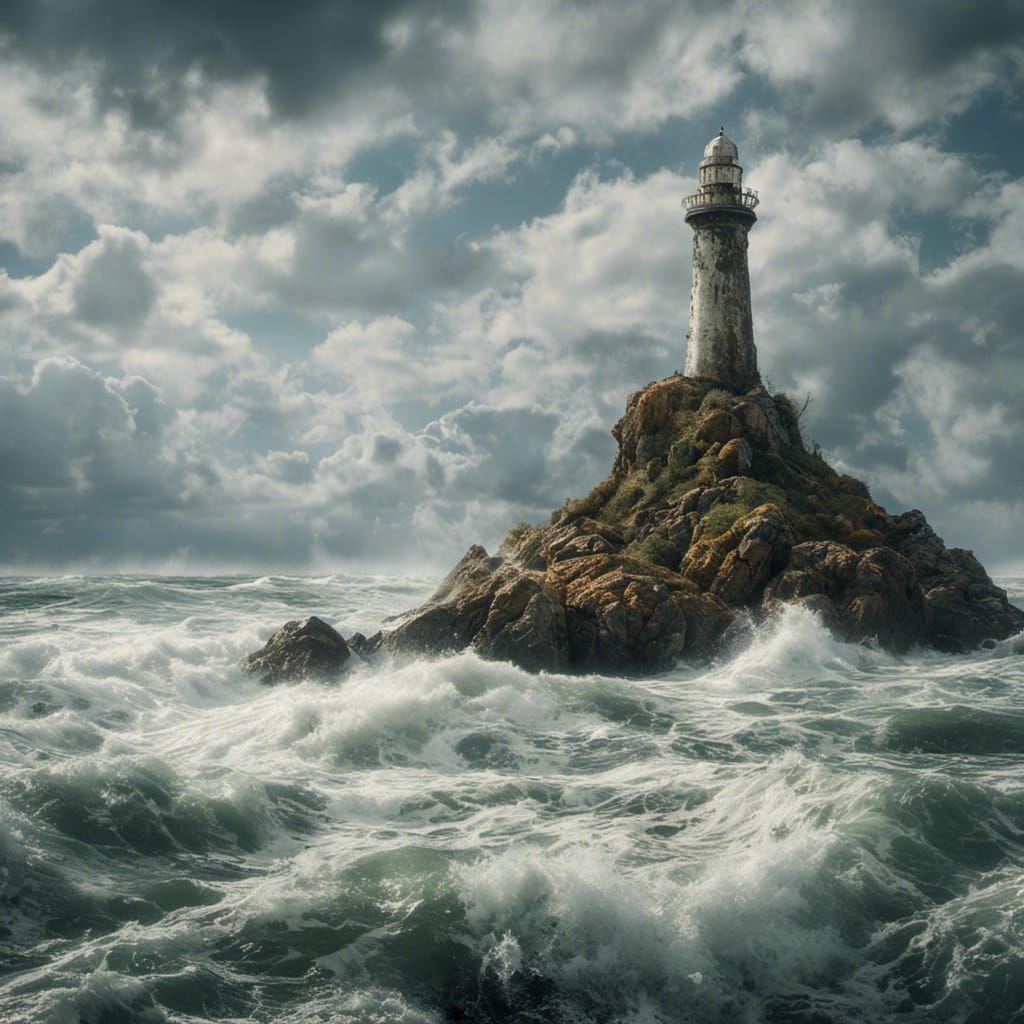  <lora:MJ6 Decay:1.0> decrepit lighthouse , realistic photography by Elsa Bleda