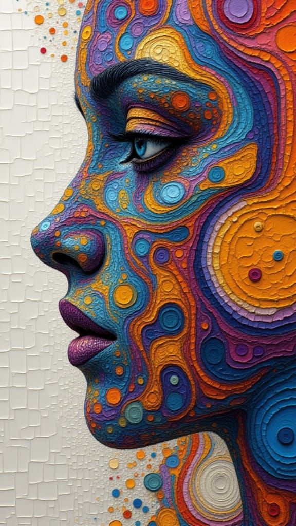 Surreal Double Exposure: Face Merged with Textured Beach Art