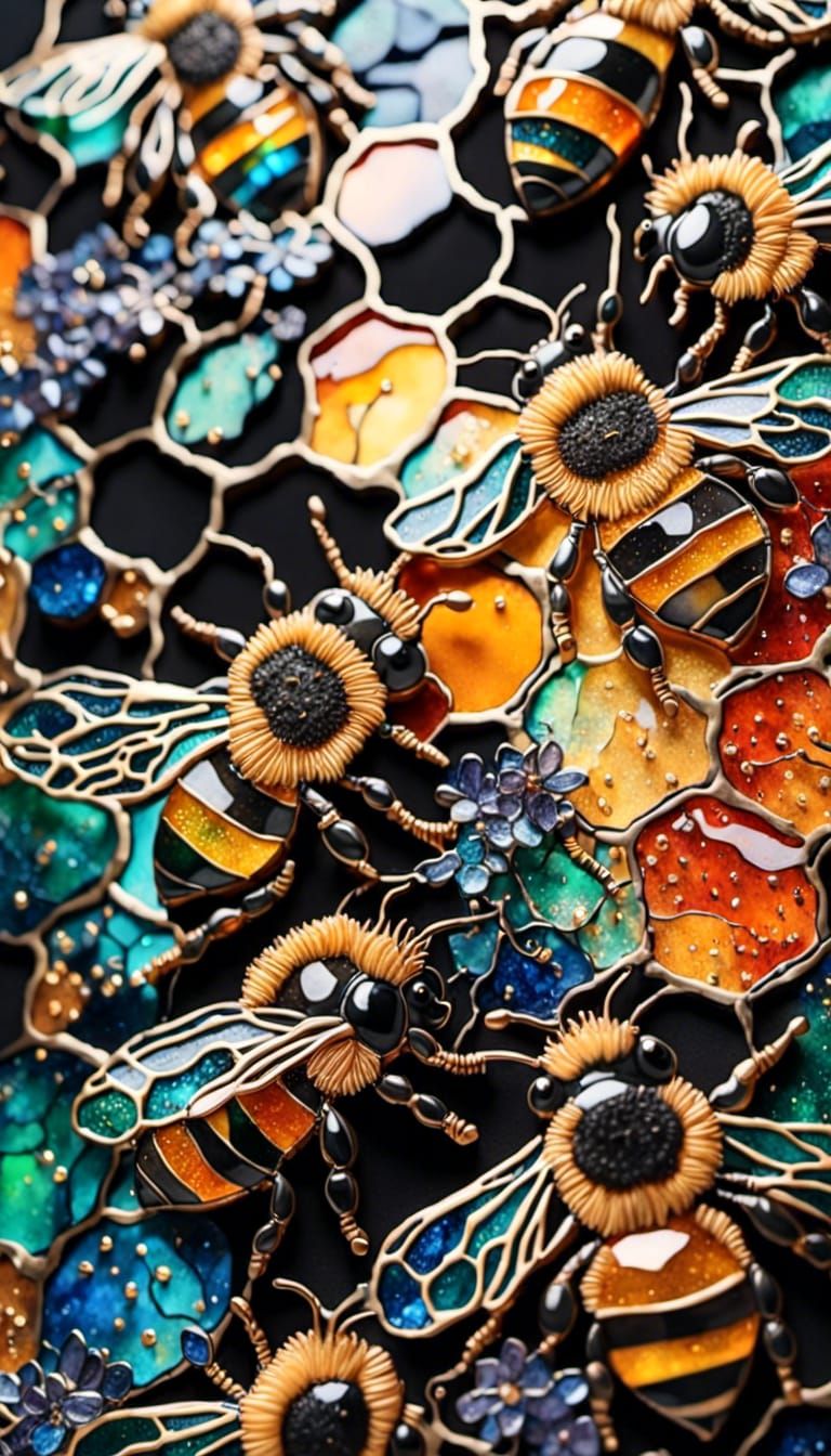 bees <lora:Glass-art:1.0> 