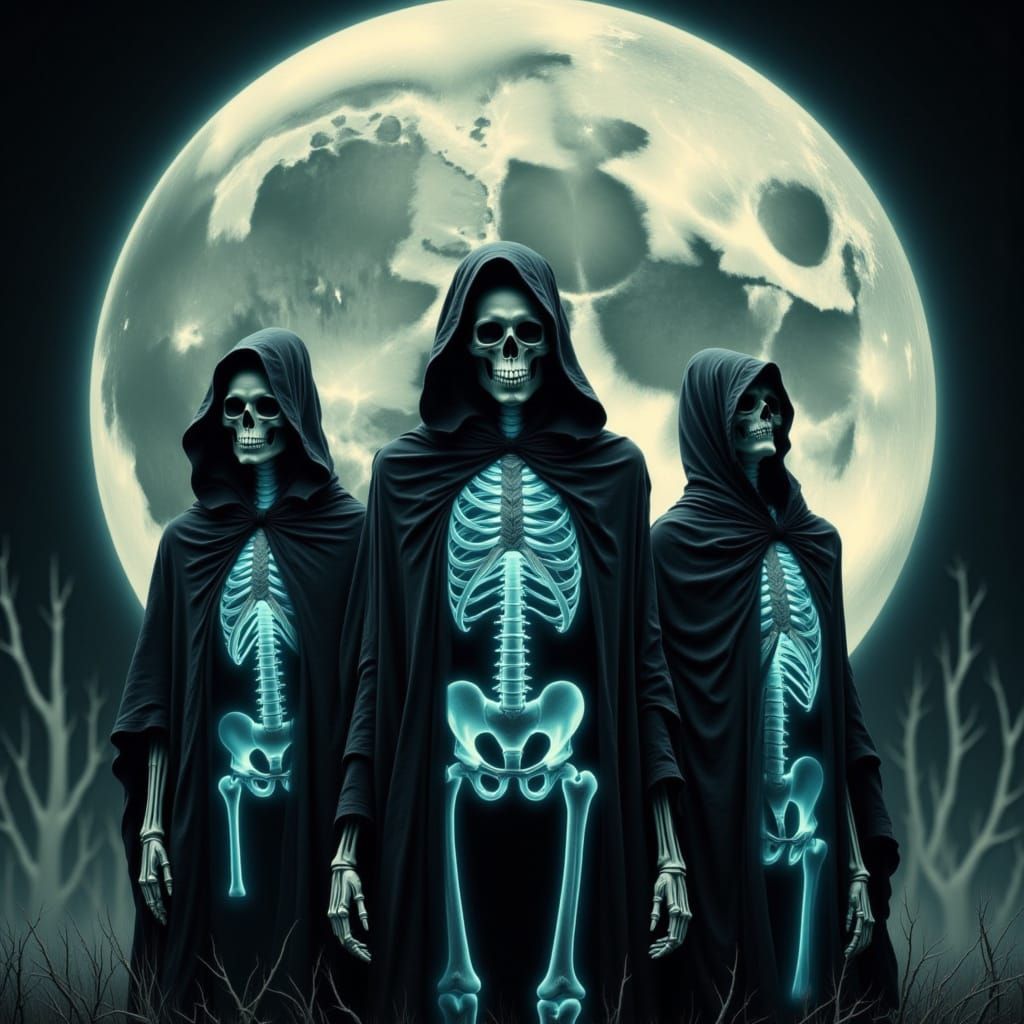 <lora:Spooky Skeletons:1.0> Spooky skeletons,x-ray, full moon,