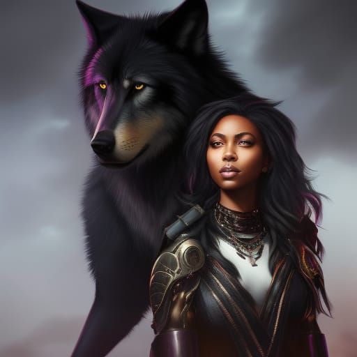wolf woman black - AI Generated Artwork - NightCafe Creator