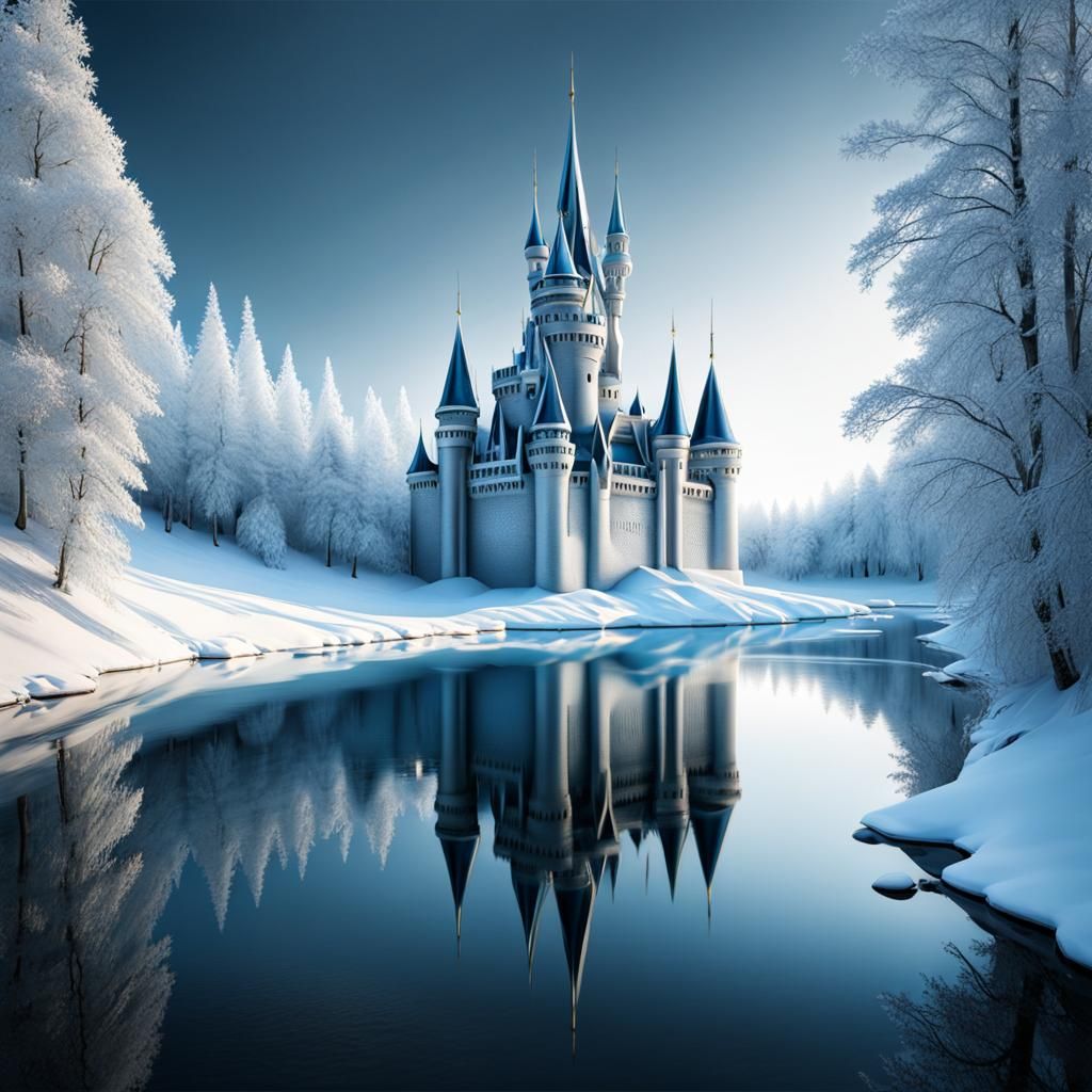 snowy river castle - AI Generated Artwork - NightCafe Creator