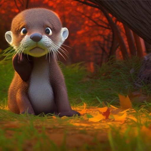 Baby Otter in Forest