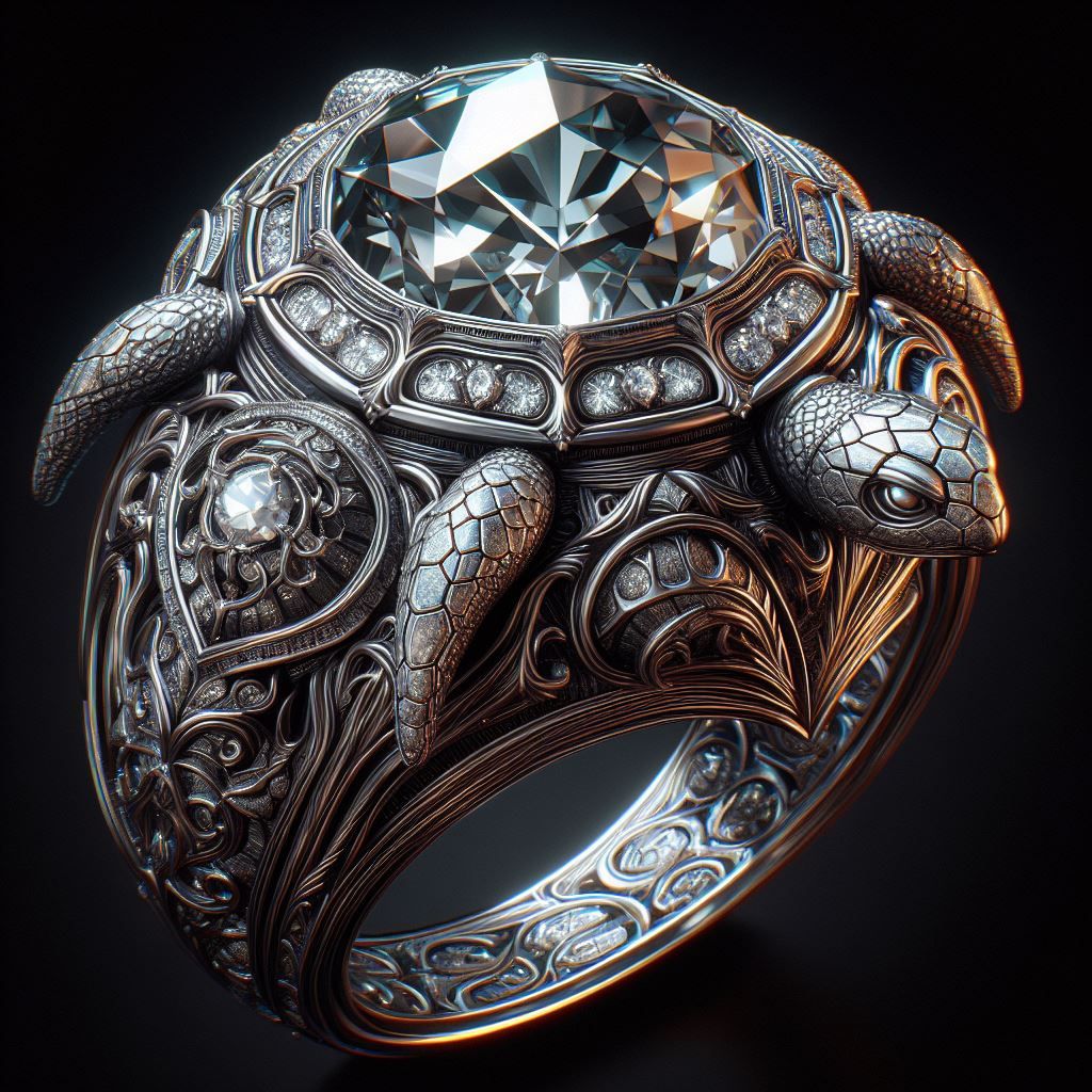 Diamond Turtle Ring
