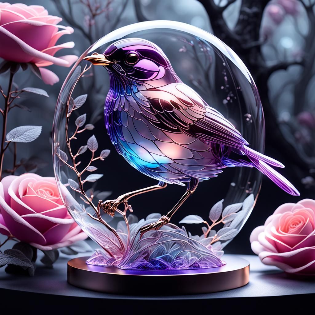 Bioluminescent Glass Robin in Dreamscape Concept Design