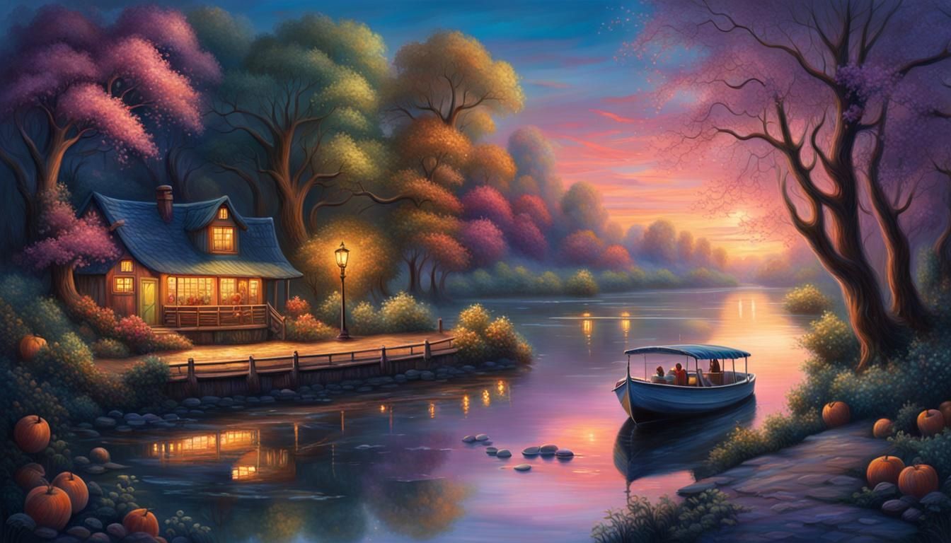 Sunset on the river bank  by @Alan Elsam