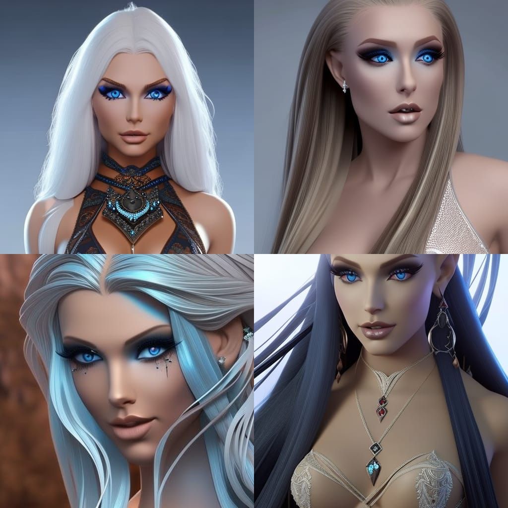 female, slender, nose freckles, sparkling blue eyes, tiny he...