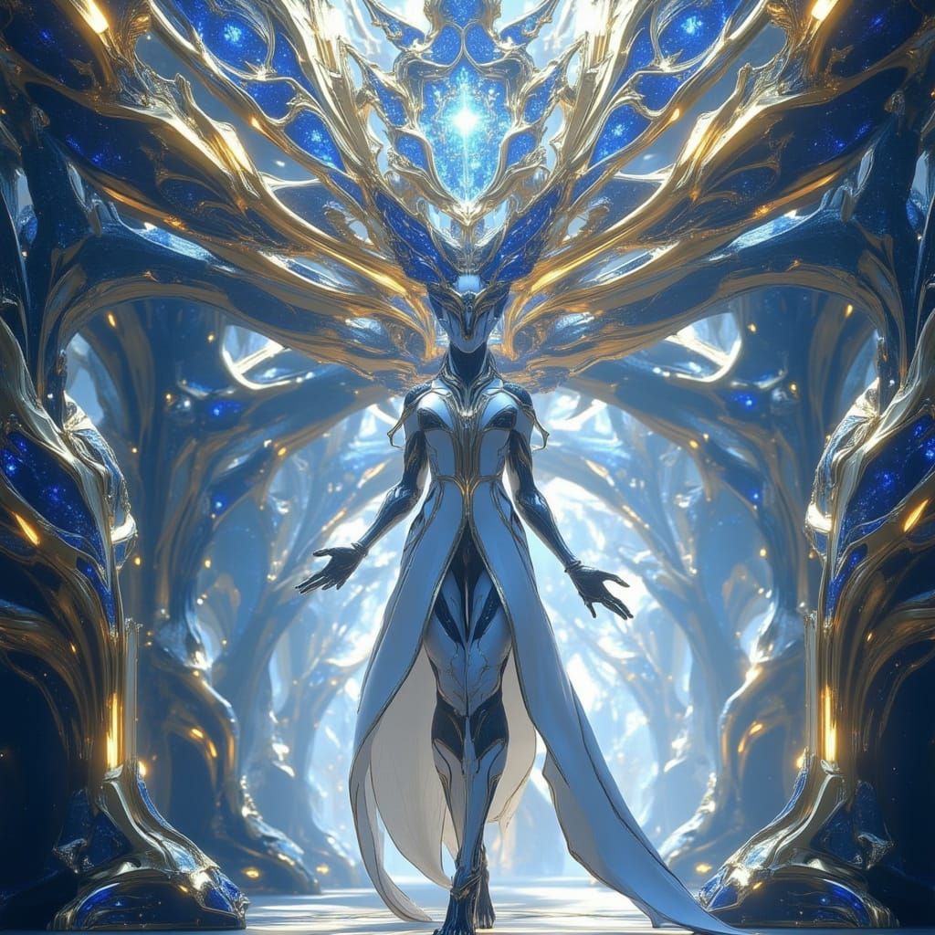 <lora:Vorthalune II:1.0> An ascended elven techno-deity merging with the world-tree’s quantum core, its consciousness spanning across dimens...