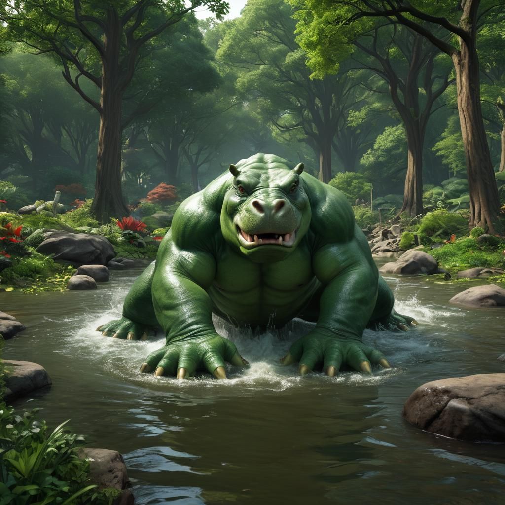 Come on.... who upset Harry the Hulk Hippo again? - AI Generated ...