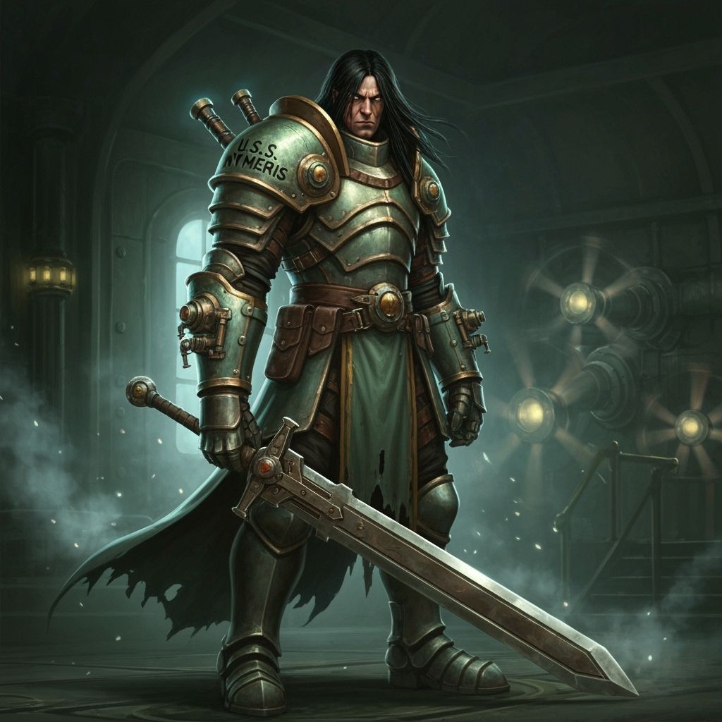 Appearance: Varric is a powerful warrior with long black hair and a stern gaze. His heavy plate armor in shades of sea green and brown is re...