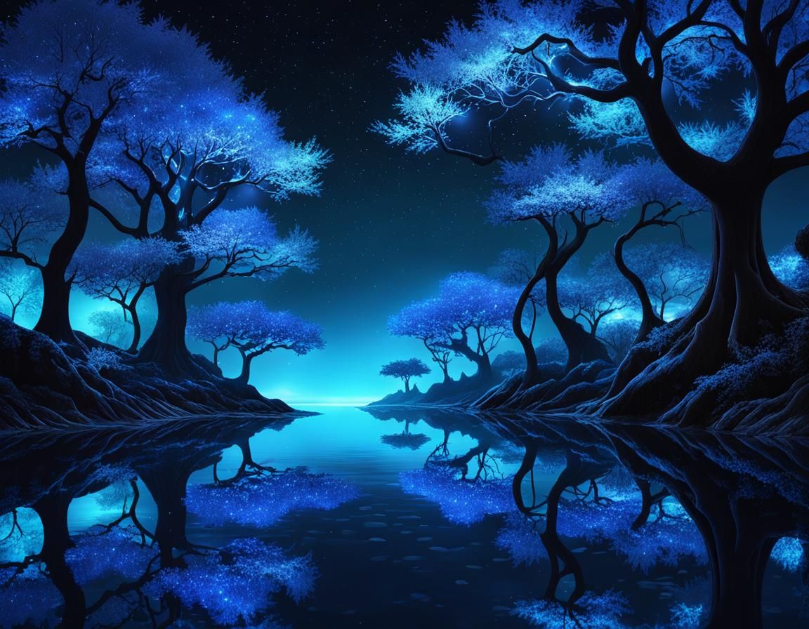 Blue Trees And Water  by @bungydiver