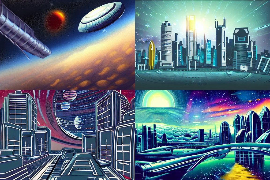 Sci-fi city in the style of Space art