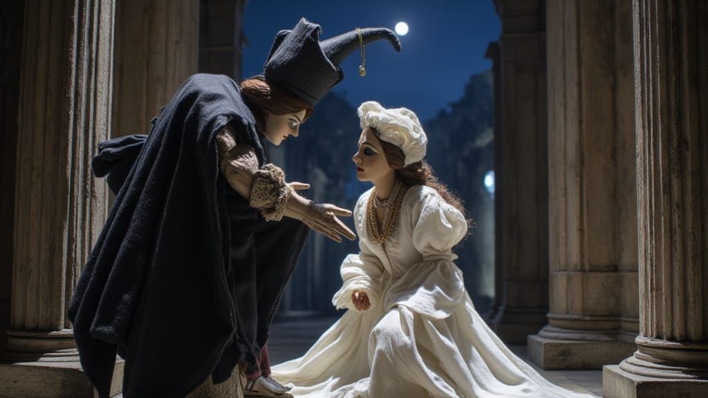 Quasimodo meets Esmeralda <lora:CommediaFlux:1.0>