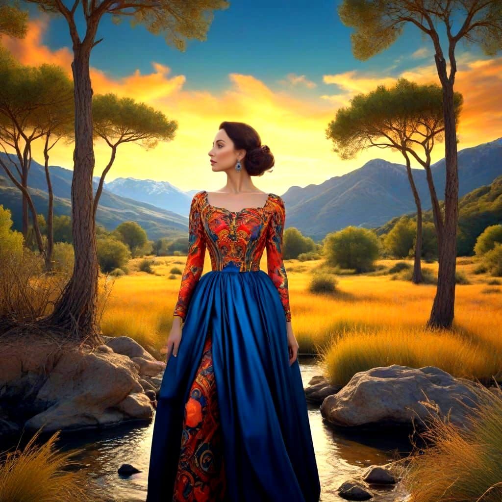 Enchanting Lady in a Whimsical Surreal Landscape