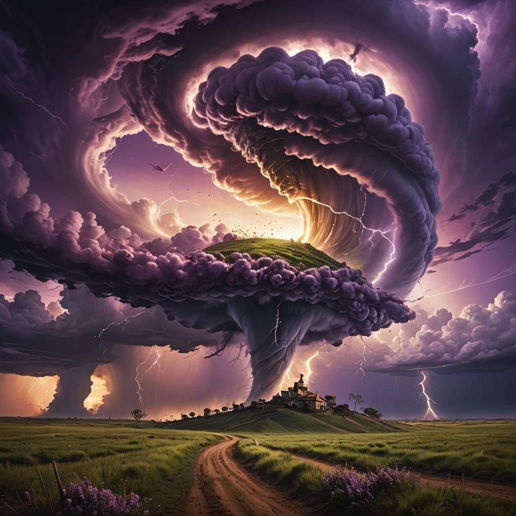 Surreal Tornado Art in a Vast Landscape